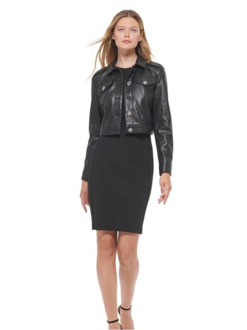 Black Women's Leather Jacket Moto Jacket Size 10 Medium New With Tags - Picture 2 of 5